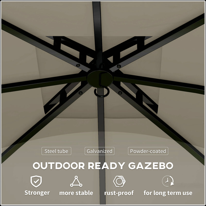Élégant pavillon de jardin à double toit avec rideaux anti-UV et fenêtres d'églises pour une vie en plein air élégante