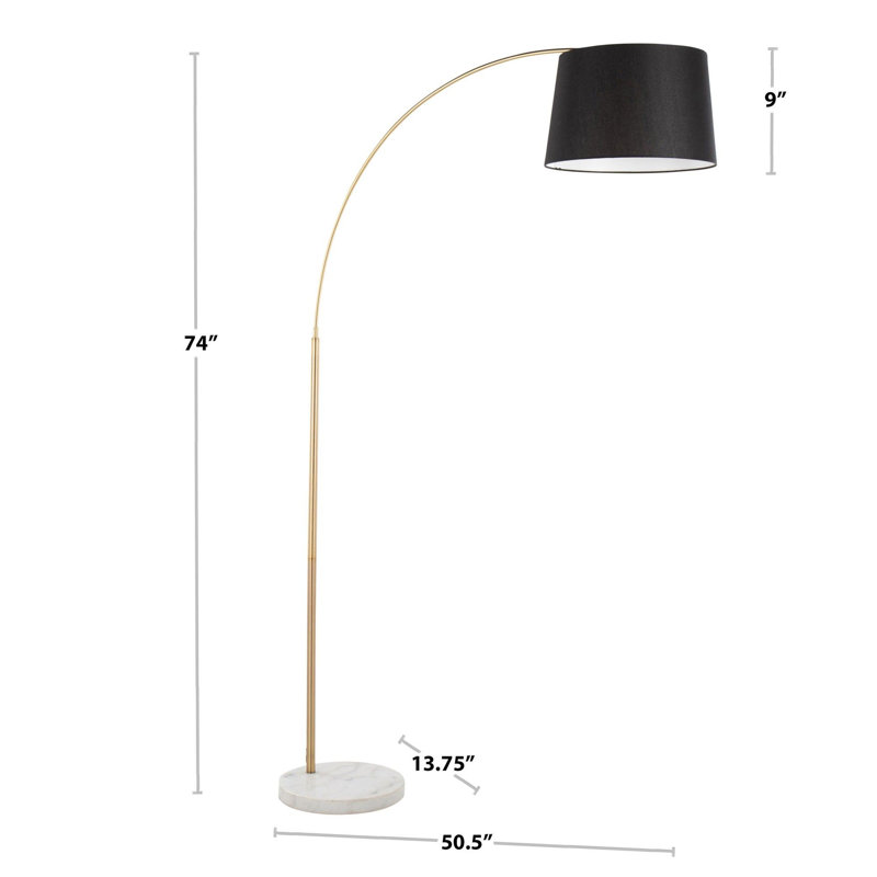 Lampe sur pied contemporaine en marbre blanc et nickel avec abat-jour en lin gris