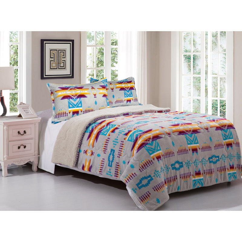 Ensemble d'édredon doublé sherpa pour grand lit Queen Foundry Select, Simple, Gris