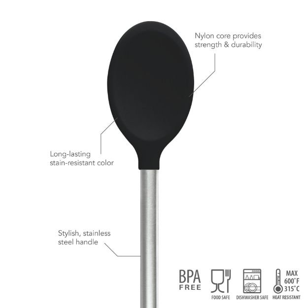 Silicone Mixing Spoon - Light Aqua, Black