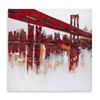 Red Bridge - White Indoor/Outdoor Tablecloth for Home Decor