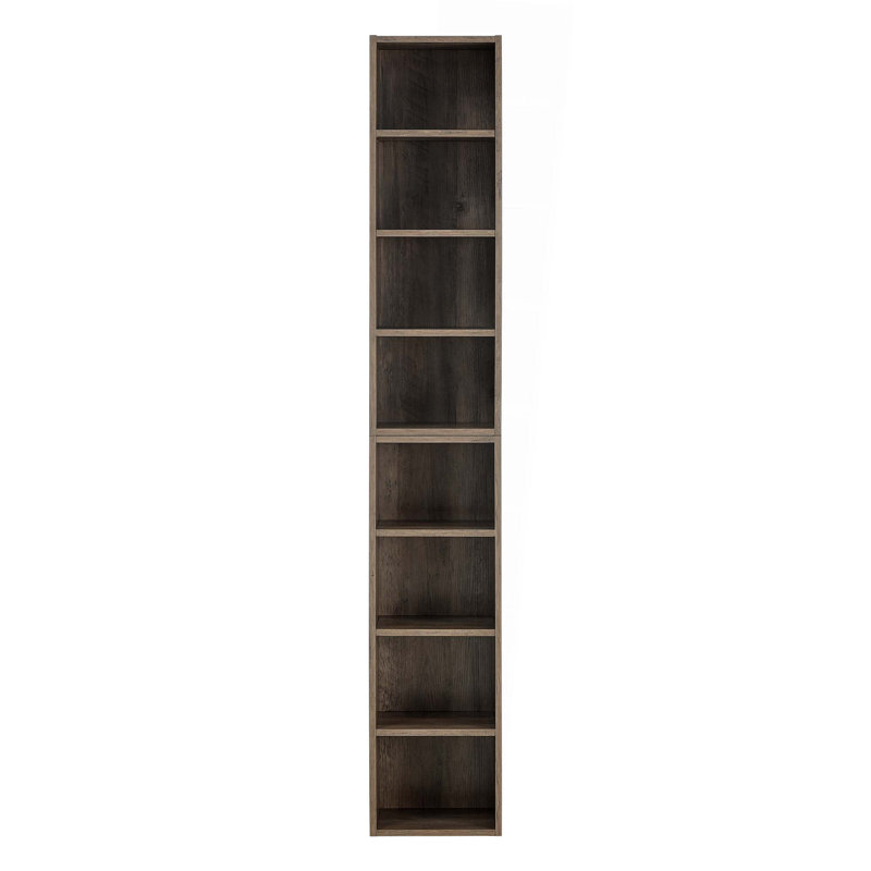 8-Tier Media Tower Rack, CD DVD Slim Storage Cabinet with Adjustable Shelves, Tall Narrow Bookcase Display Bookshelf for Home Office,Multi-functional double-decker bookcase