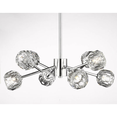 12-Light Chrome Chandelier With Clear Crystal Shades