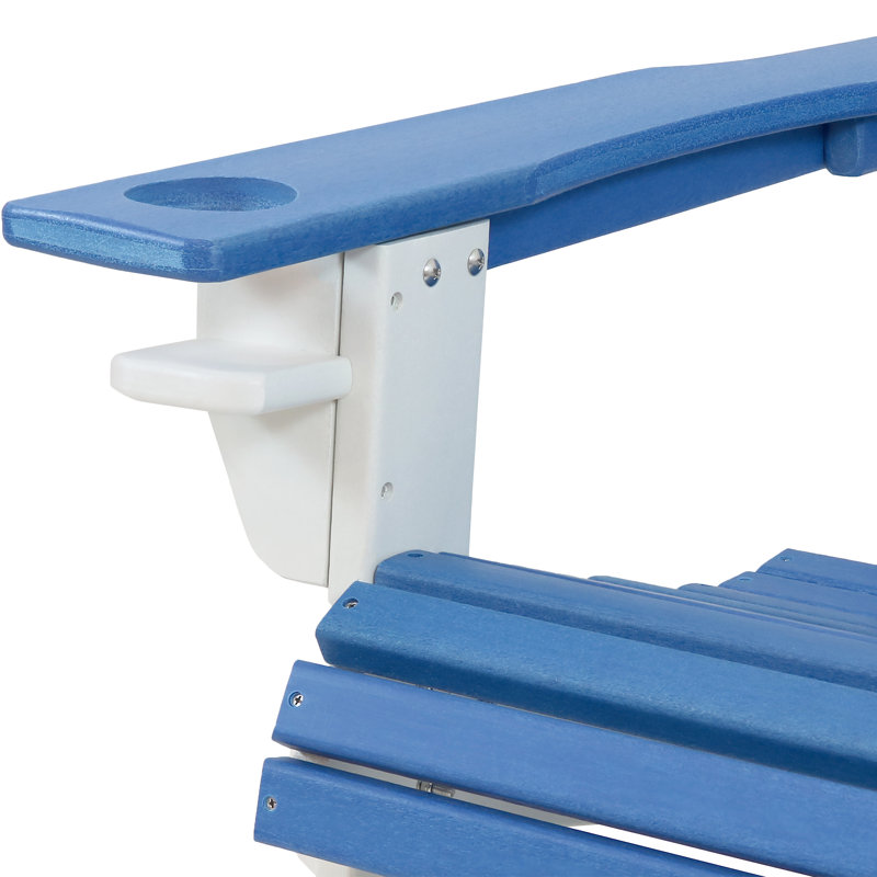 Ensemble de 2 chaises Adirondack en PEHD toutes saisons avec porte-gobelet - bleu / blanc, Bleu / blanc