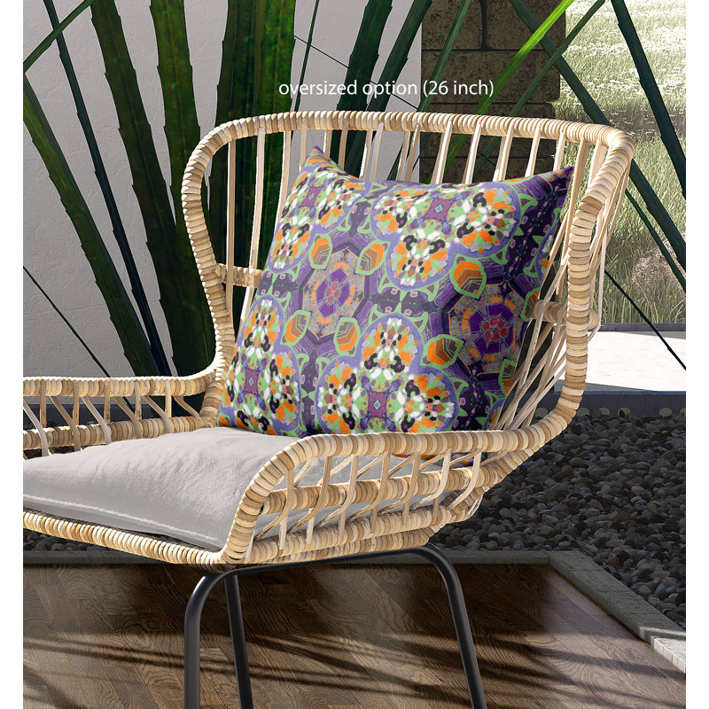Housse de coussin carré et insert, 18" x 18", Mauve/vert