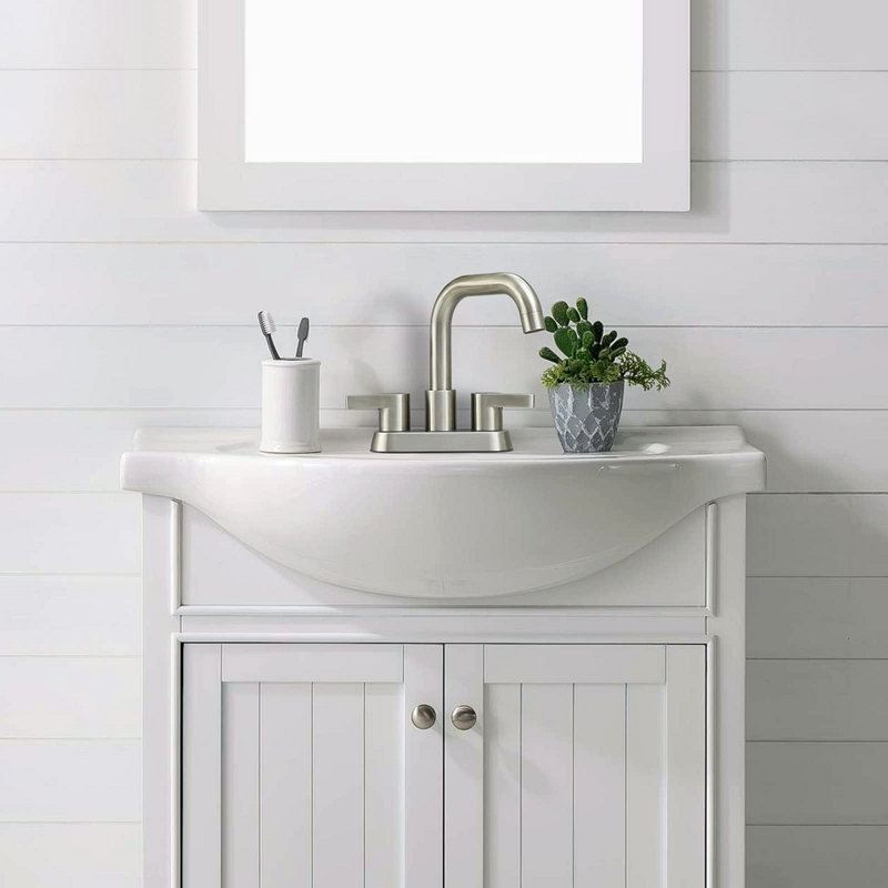 Bathroom Faucet 2 Handle 4 Inch Centerset Bathroom Sink Faucets 3 Hole With Pop Up Drain And Water Supply Lines