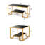 Ensemble de table de salon 3 pièces, table basse en verre 3 pièces et table de bout avec cadre en métal pour le salon-106845944-106845945