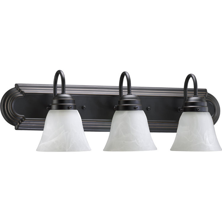 Wolfenbarger 3 - Light Vanity, Old World, 100 Watt, White Faux Alabaster Glass