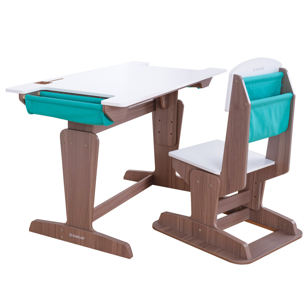 Grow Together Pocket Adjustable Wooden Desk and Chair, Natural KidKraft 