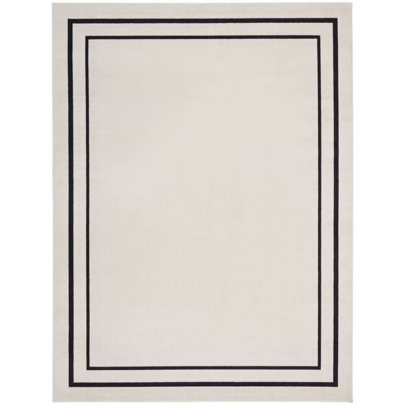Tapis intérieur / extérieur noir Nourison Essentials Ivory, Rectangle 10 pi x 14 pi