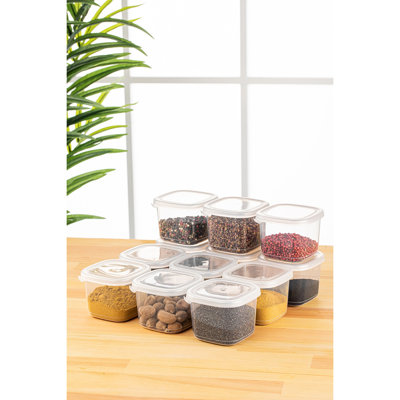 Versatile Storage Box Set (12 Pieces), White, 3.9 x 3.9 x 3.7 inches | 100% Microwave & Dishwasher Safe Plastic, 18.6 fl oz Capacity | Ideal for Kitchen, Pantry, and Organization Needs, Durable & Space-Saving
