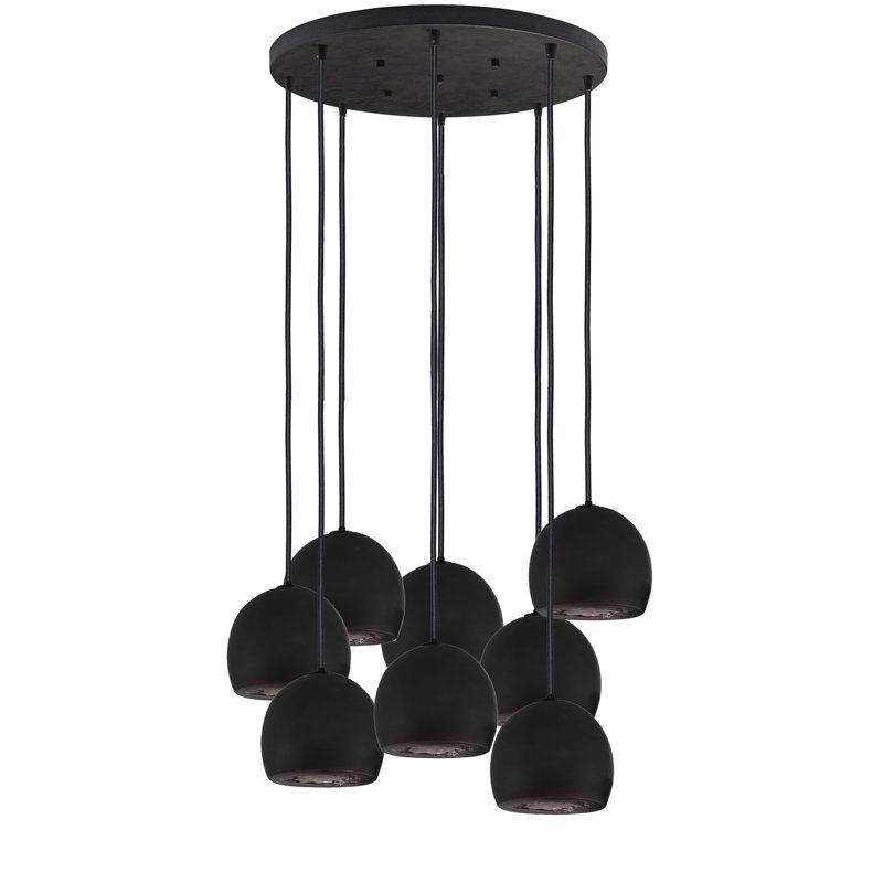 8 - Light Chandelier, 48" H x 24" W x 24" D, Black, Matte Black