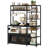 47.2” Baker's Rack With Coffee Pod Holder, Kitchen Coffee Bar With Power Outlet And Led Light, Microwave Stand With Storage Shelves, Metal Cabinet, Wire Basket, 8 Hooks-113791462