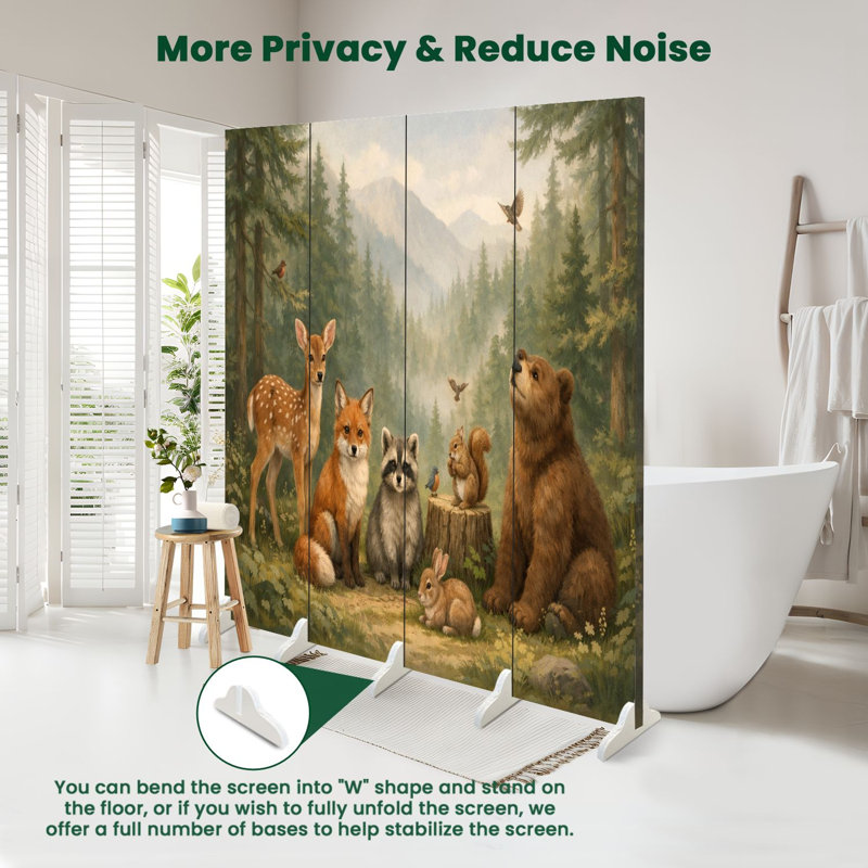 Paravent 4 panneaux à cloison pliable Royal, 4, H 71 po x l 64 po x P 1 po