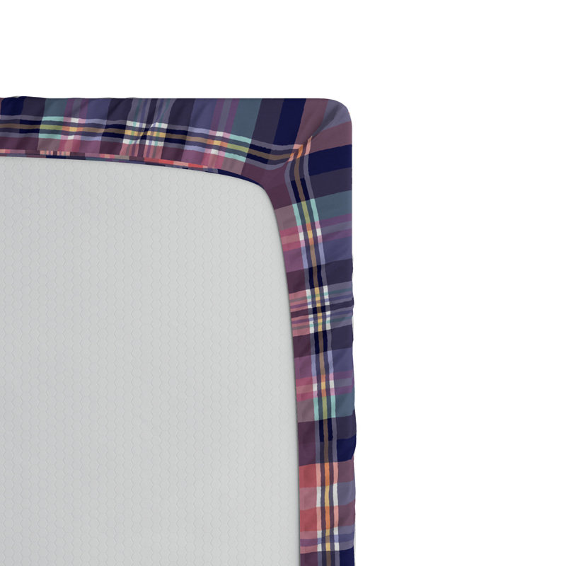 Microfiber Plaid Fitted Sheet, Twin Fitted Sheet, Blue Plaid