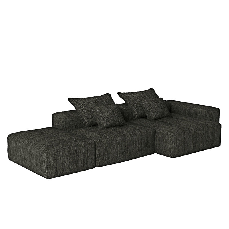 Canapé modulaire modulaire avec repose-pieds, Noir