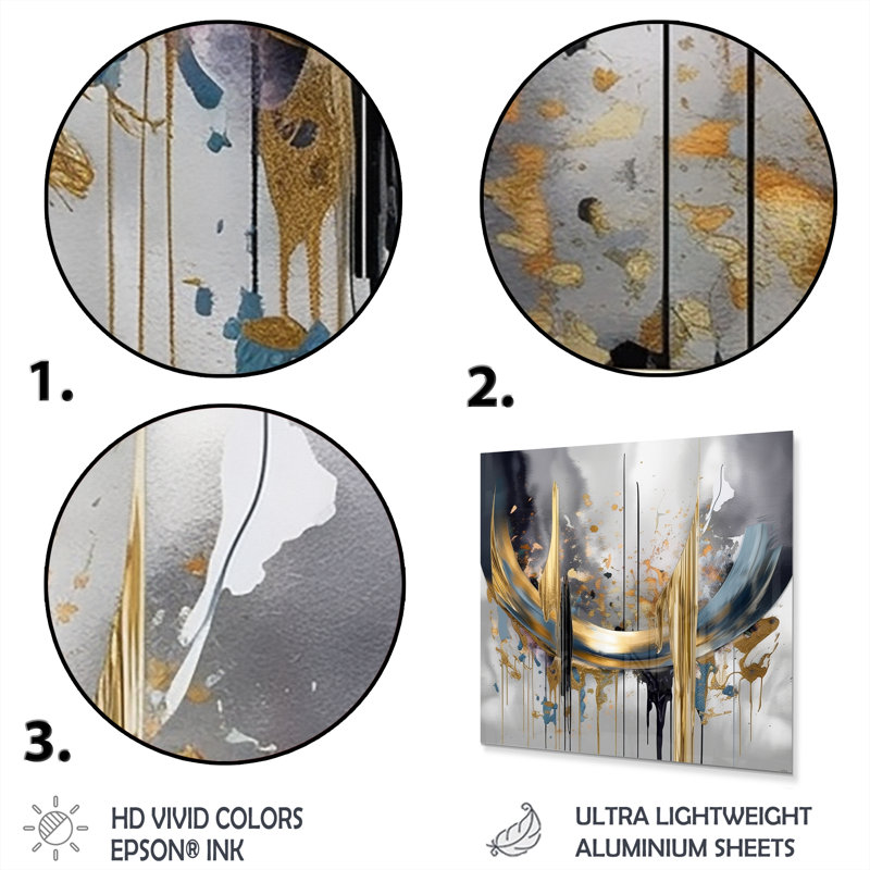 Shapes And Lines Abstract Marble III - Abstract Marble Metal Wall Art, 36" H x 36" W x 1" D