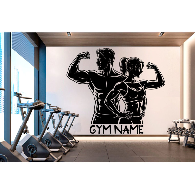 Adhésif décoratif Couple gymnase, Jaune, H 20 po x l 17 po