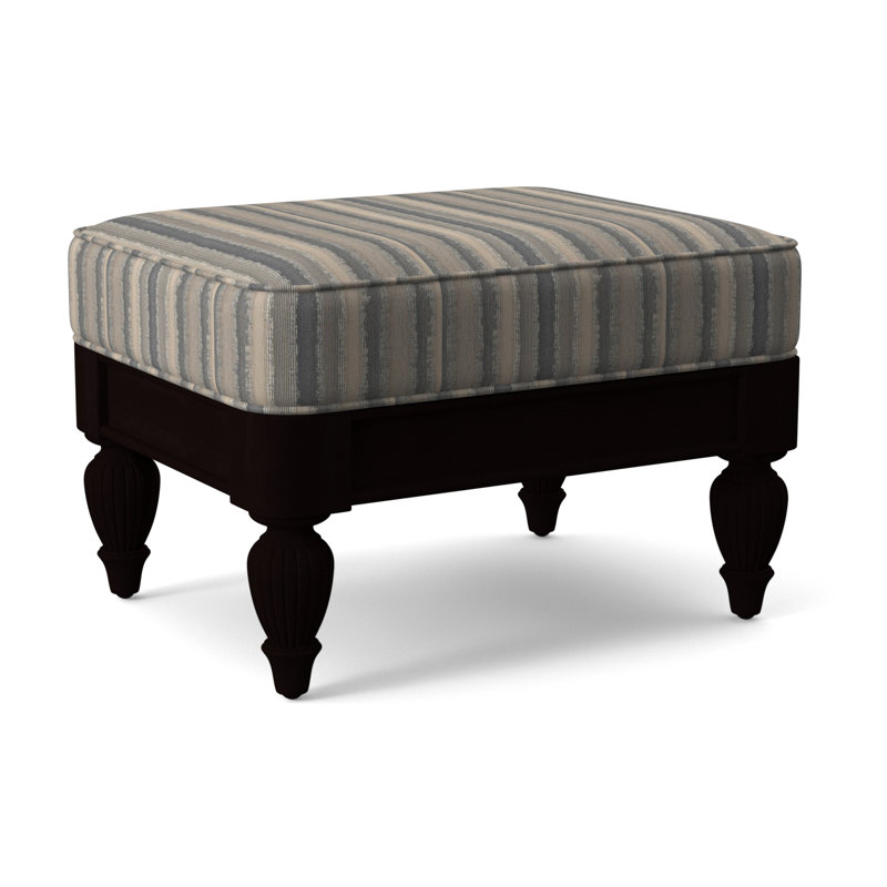 Grand View Ottoman, Java Finish, Light Blue Performance Fabric; 0851-55