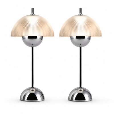 Set of 2 Modern Chrome Table Lamps