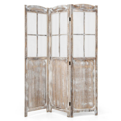 Vangilder 54'' W x 70'' H 3 - Panel Solid Wood Folding Room Divider