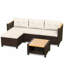 Ensemble de patio en osier 3 pièces avec coussins beiges et table de rangement en bois d'acacia-1407012344