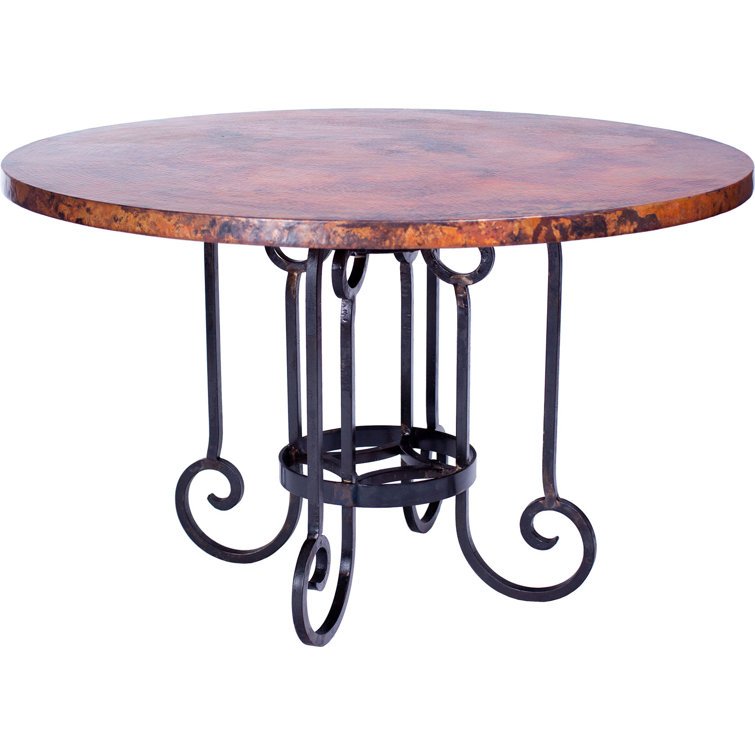 Curled Round Metal Base Dining Table