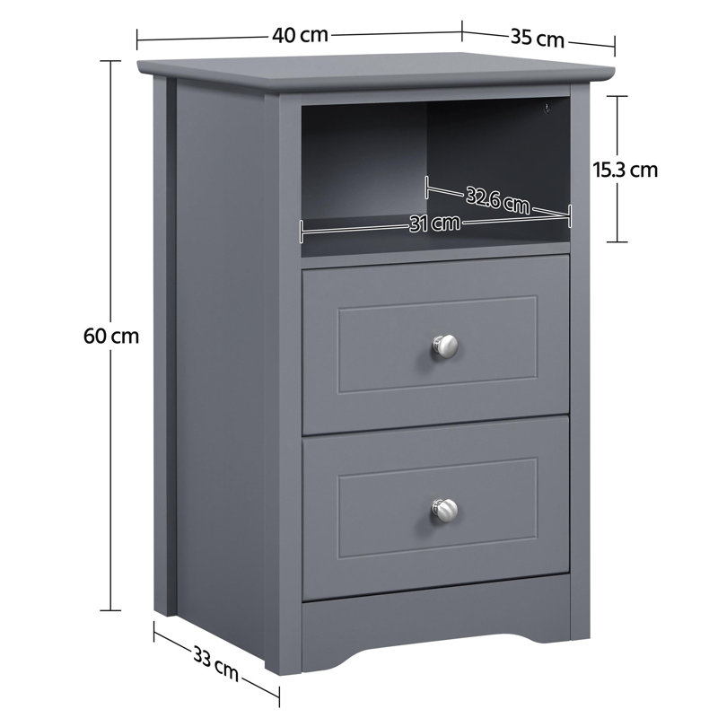 Devala 40cm W Manufactured Wood Bedside Table, Dark Grey