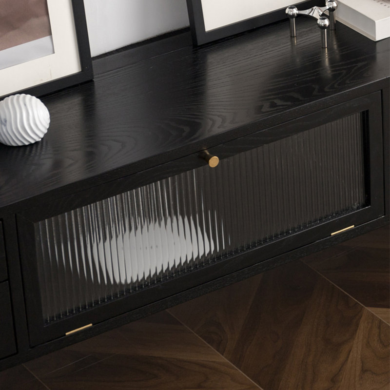 Meuble télé de luxe noir clair, 78.74"