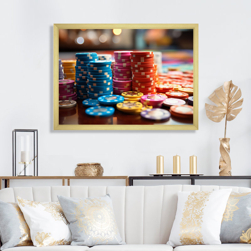Art mural sur toile de jeux de poker de Casino Royale, Cadre doré à une seule photo, H 30 po x l 40 po x P 1,5 po