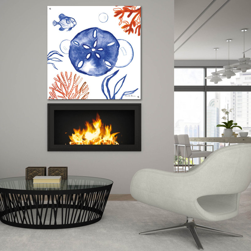 Art mural en verre épique «Coastal Jewels 4» par Farida Zaman, 36 po x 36 po, H 36 po x l 36 po