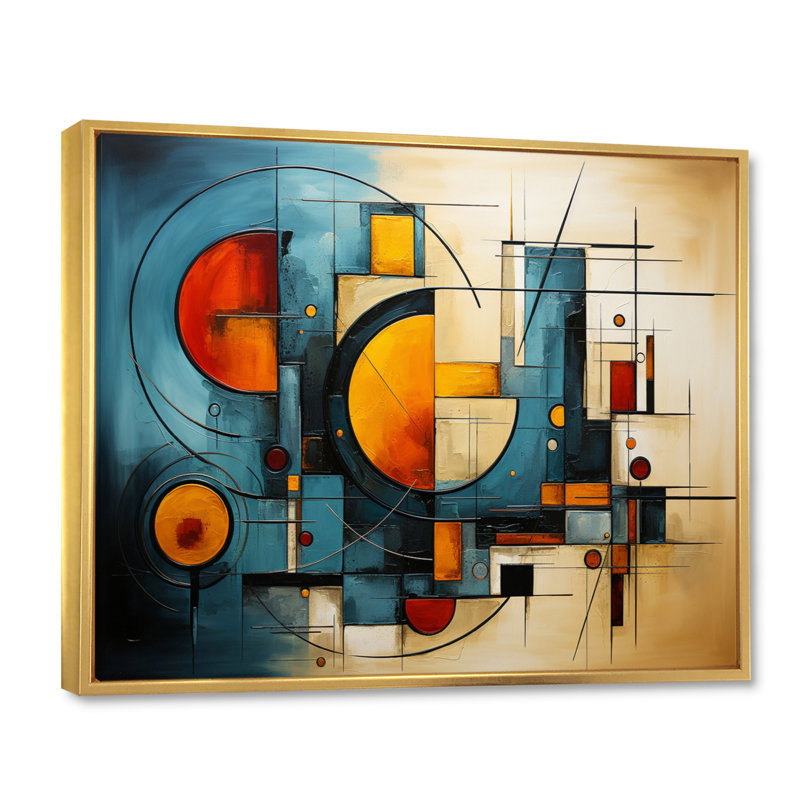 " Electric Array III ", 30" H x 40" W x 1.5" D, Gold Floater Framed