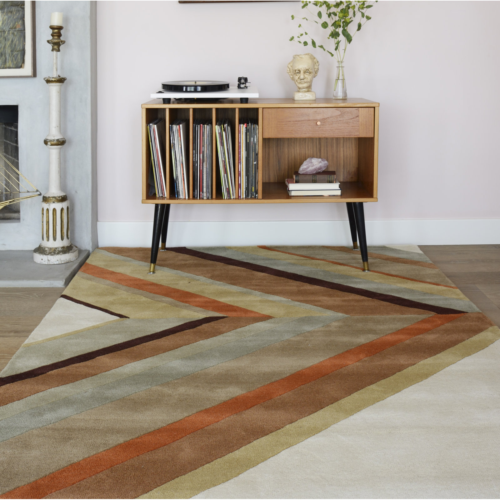 Handmade Wool Ivory/Brown/Beige Rug, Rectangle 3'6" x 5'6"
