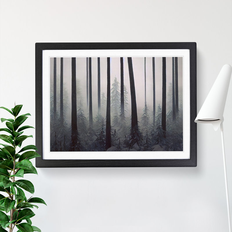 Innovative Winter Forest - Single Picture Frame Print, 46cm H x 64cm W x 2cm D, Black