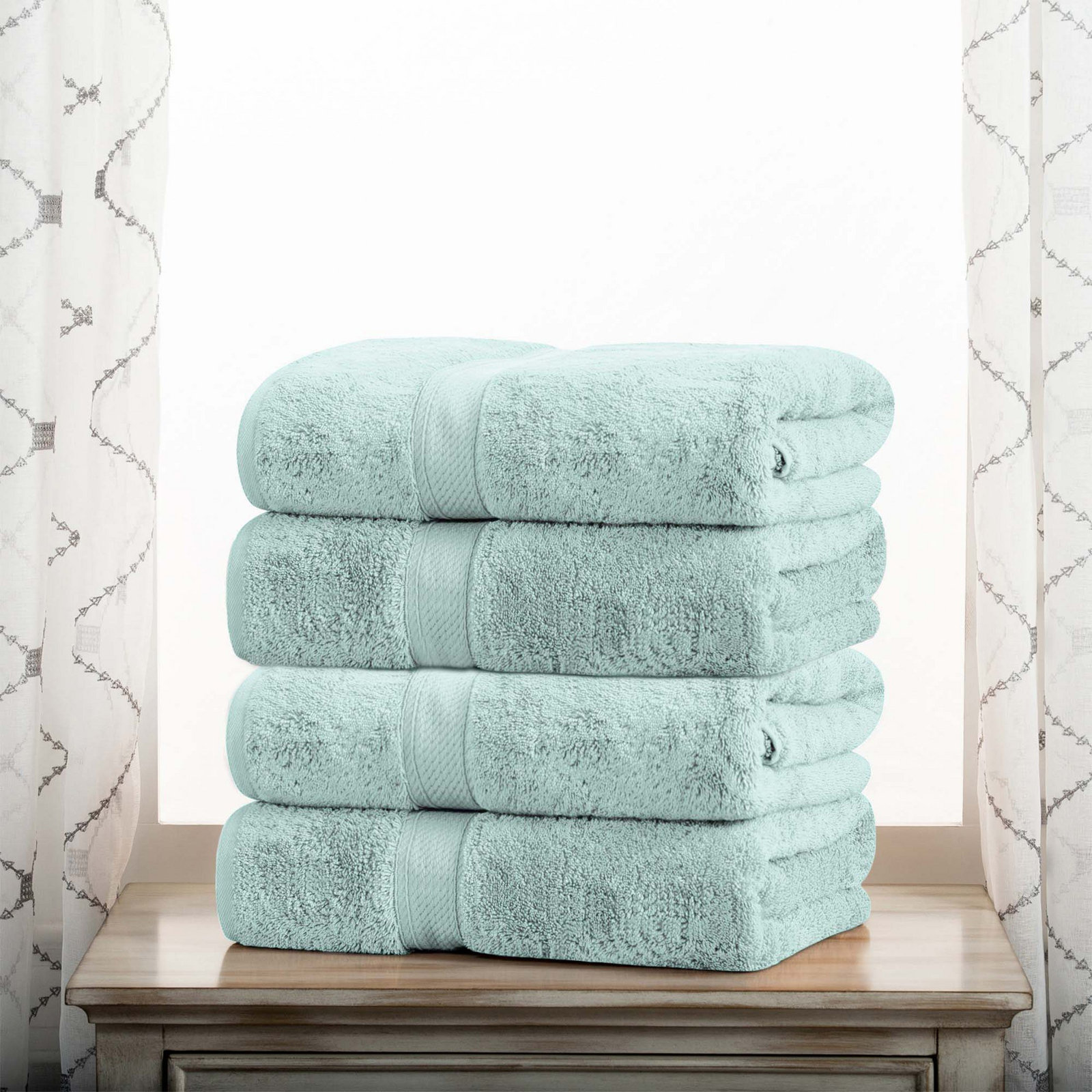 Renata Certified Egyptian Cotton 800 GSM PlushHighly Absorbent Luxury Hand Towels, Sea Foam