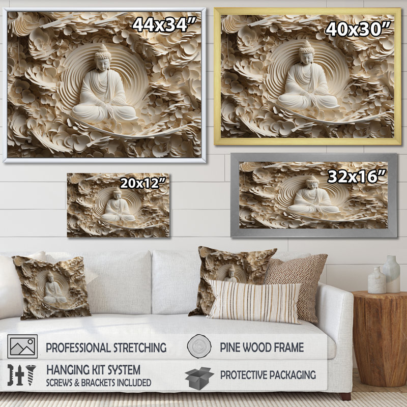 Simple Buddhism Statue I On Canvas Print, Wrapped Canvas, 34" H x 44" W x 1.5" D