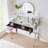 33.9" Mirrored Makeup Vanity Desk With Mirror And Lights, Mirrored Console Vanity Table With 2 Big Drawers & Open Shelf, Dressing Table With Charging Station For Bedroom
