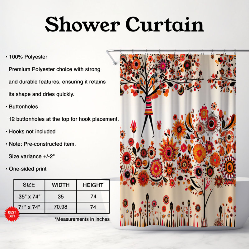 Brynnley Abstract Shower Curtain, 74"H x 71"W