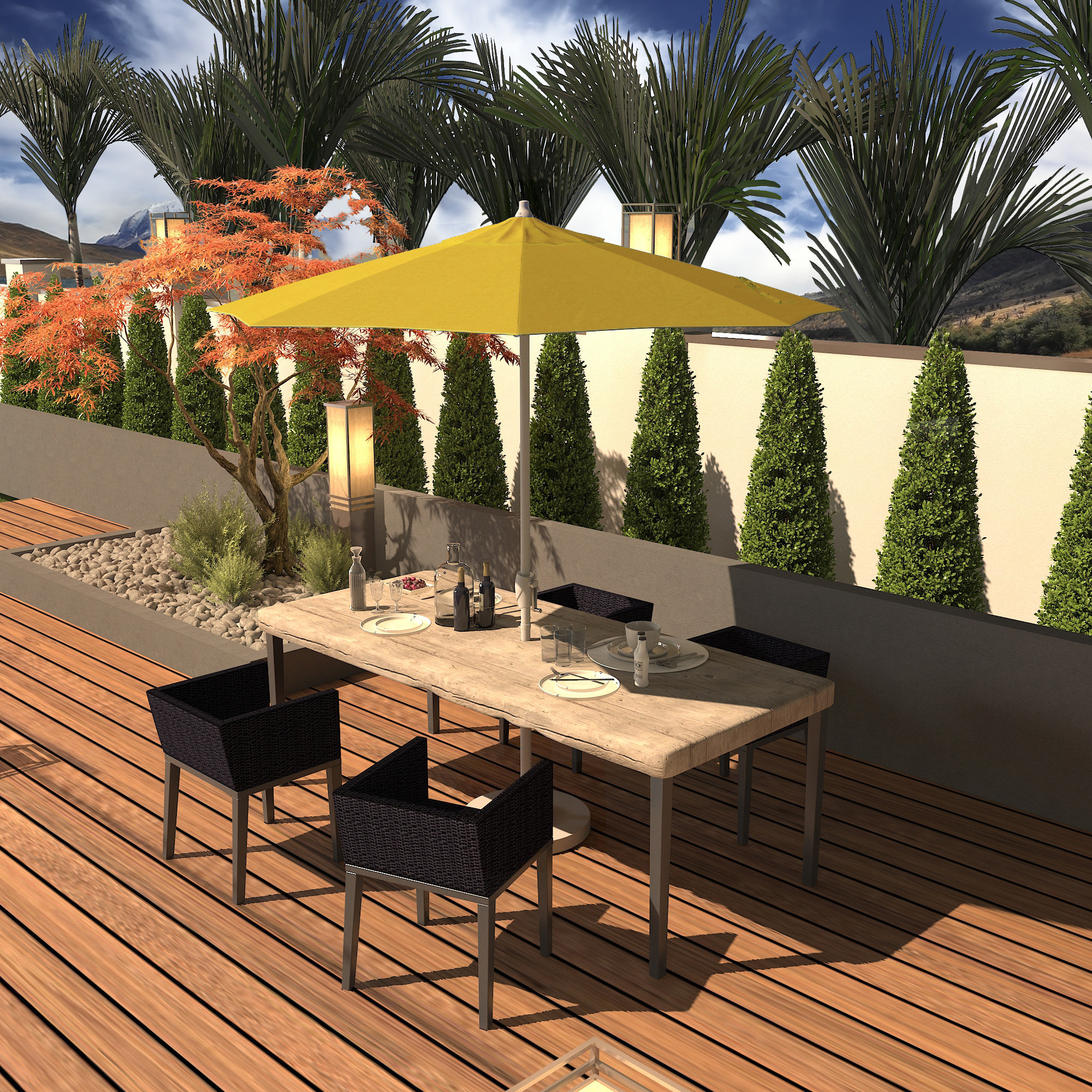 Kenne Sunbrella® Outdoor Umbrella, 90" W x 90" D, Canvas Sunflower Yellow Sunbrella® Canvas
