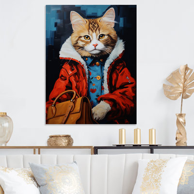 «Brown Cat Fashion Portrait II», art mural en métal