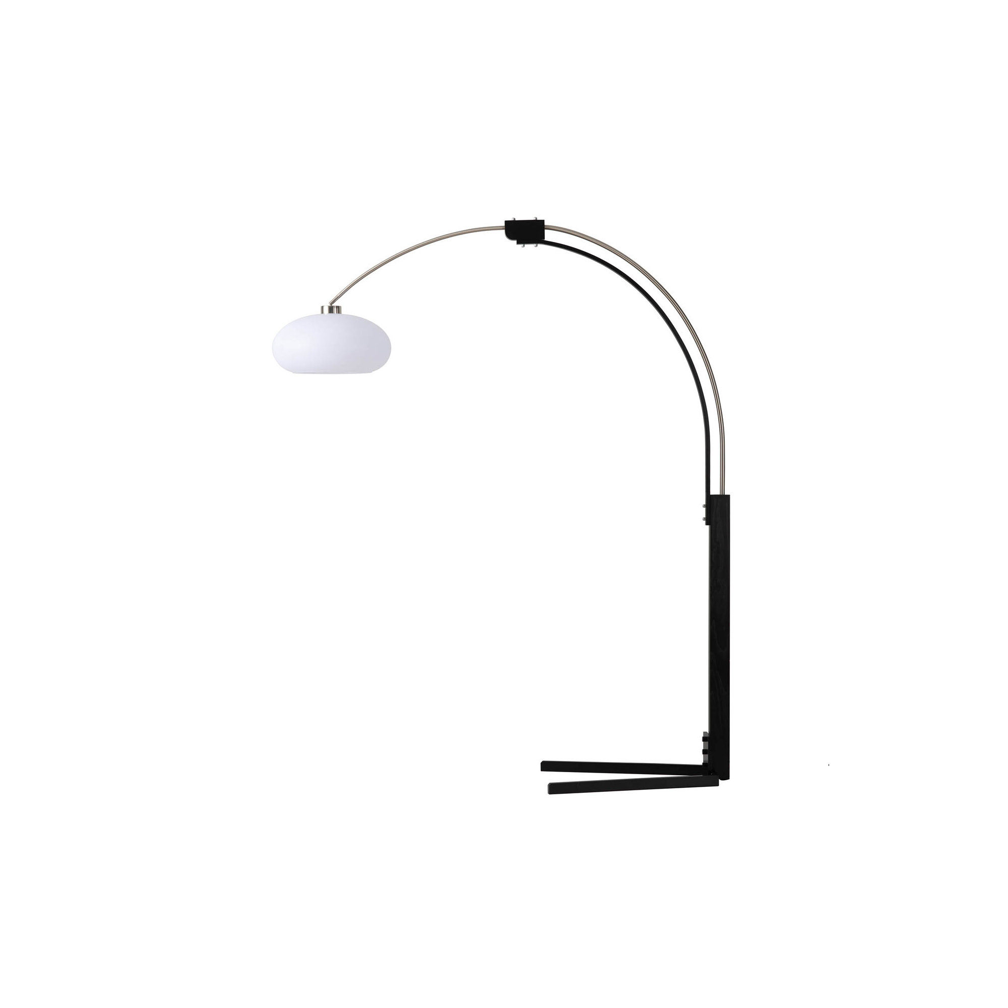 Morelli Arc Floor Lamp - 84", Dimmer Switch, V-base, Satin Nickel/Black