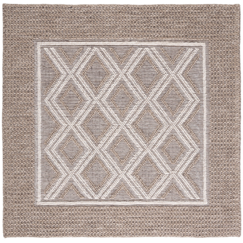 Tapis beige en laine / coton tissé à la main Kentshire, Carré 6 pi