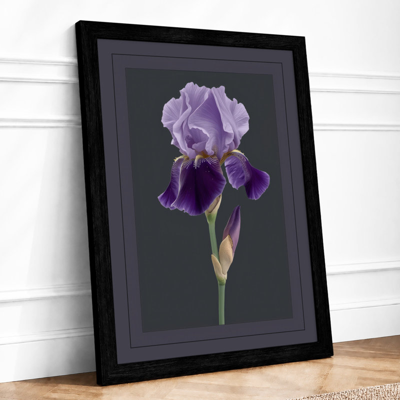 Iris In Lavender Botanical - Print, A2 - 59.4 x 42.0 cm, Black