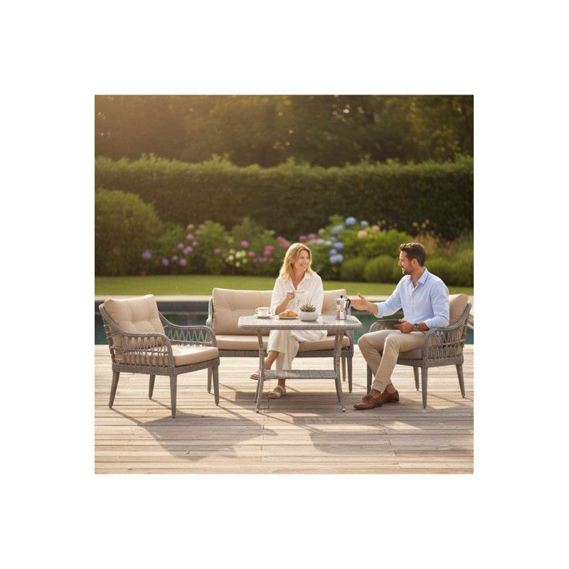 Ensemble de mobilier de jardin, Beige