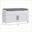 Banc à chaussures avec rangement, coussin et amp; Banc de hall d'entrée moderne ivoire 35,4 po Shutter Doors | Ivoire | Panneau de fibres à densité moyenne