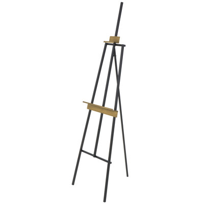 Metal Painter's Inspired Display Black Easel with Gold Accents