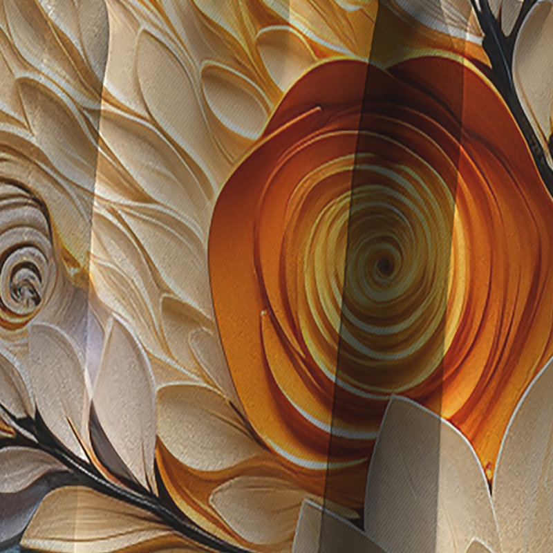 Orange Teal Botanical Whirlwind IV - Abstract Botanicals Blackout Abstract Curtain - 1 Panel, 52" W x 84" L