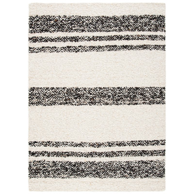 Abbee Natura Hand Woven Wool/Cotton Southwestern Rug in Ivory/Black