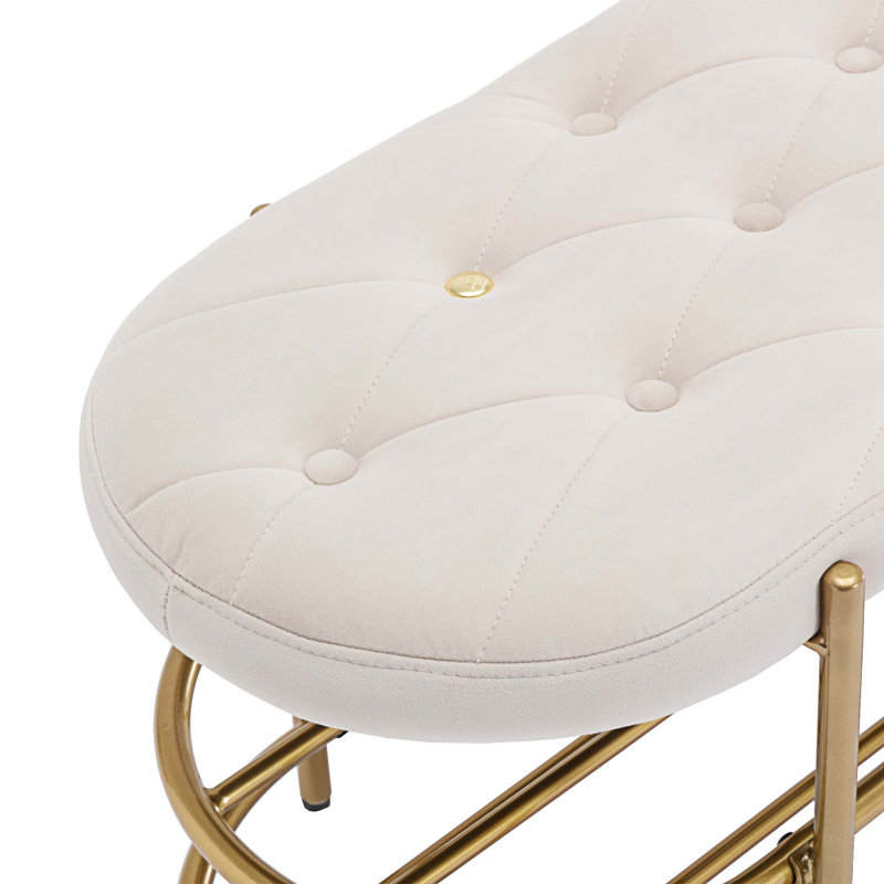 Banc de rangement en velours Rosheda, Beige