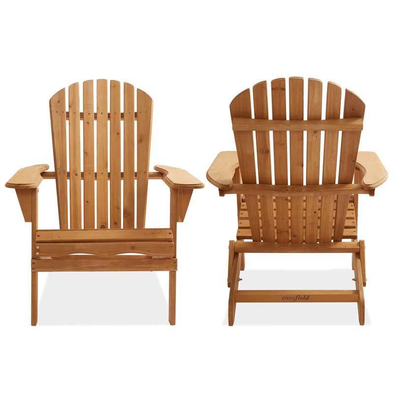 Natural Cedar Wood Folding Adirondack Chair with Arms
